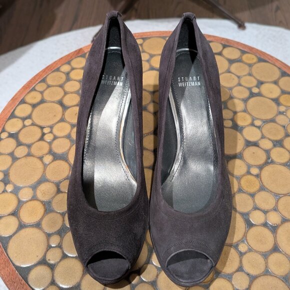 Stuart Weitzman Peep Toe Suede Pumps Never Worn 11.5 Medium - Picture 1 of 6